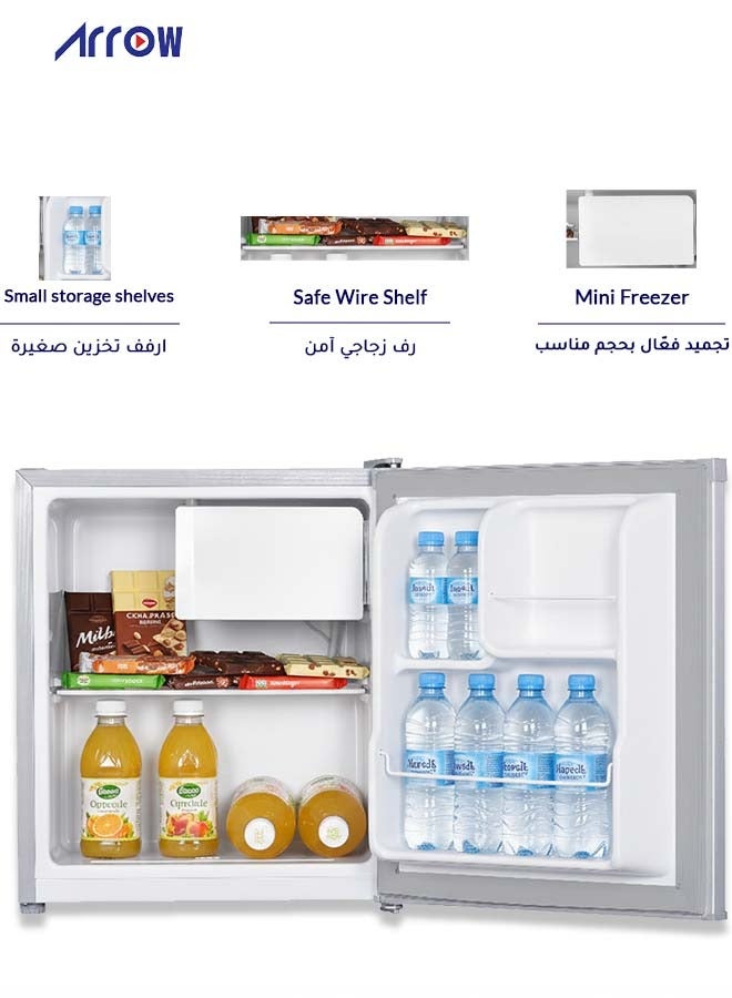 Arrow 46Liters Mini Refrigerator DEFROST, 1.6 CU.FT,Energy Saving With 7 years Compressor warranty, Silver color | Model Name: RO1-69LS - Image 2